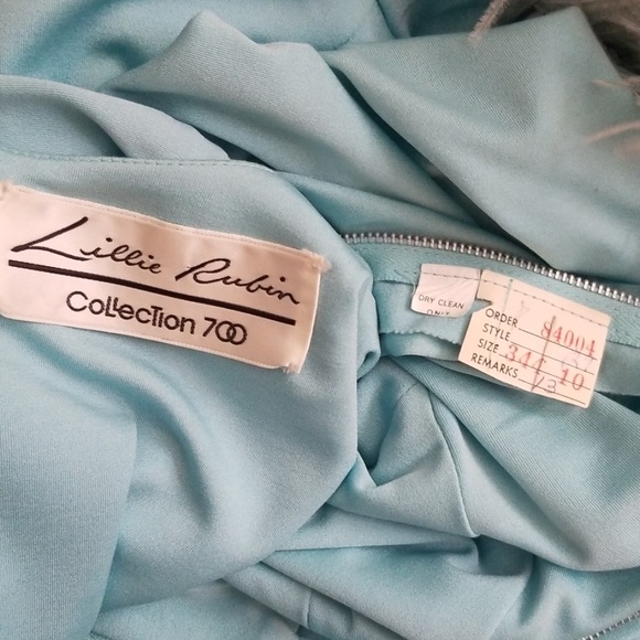 VTG Rare Lillie Rubin 700 Disco Feather Maxi Dress - Picture 6 of 8